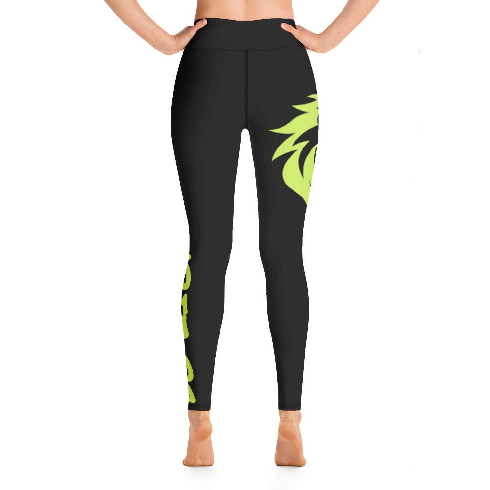 Lime Green Lion Yoga Leggings