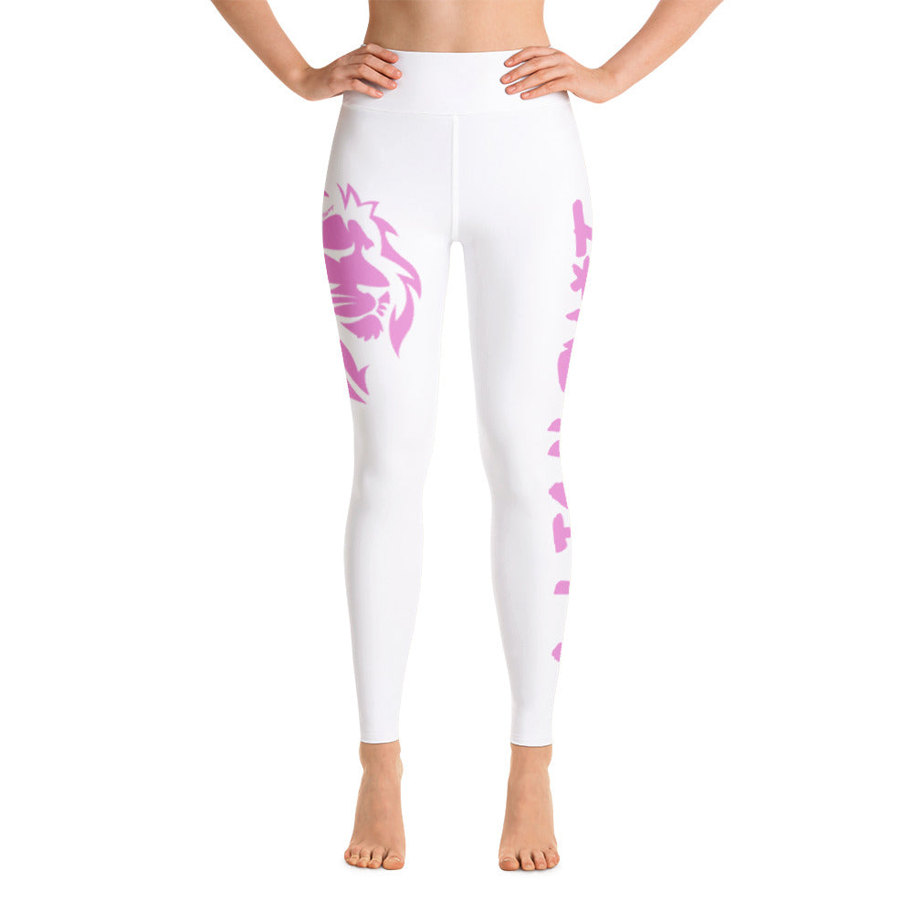 Pink Lion White Yoga Leggings