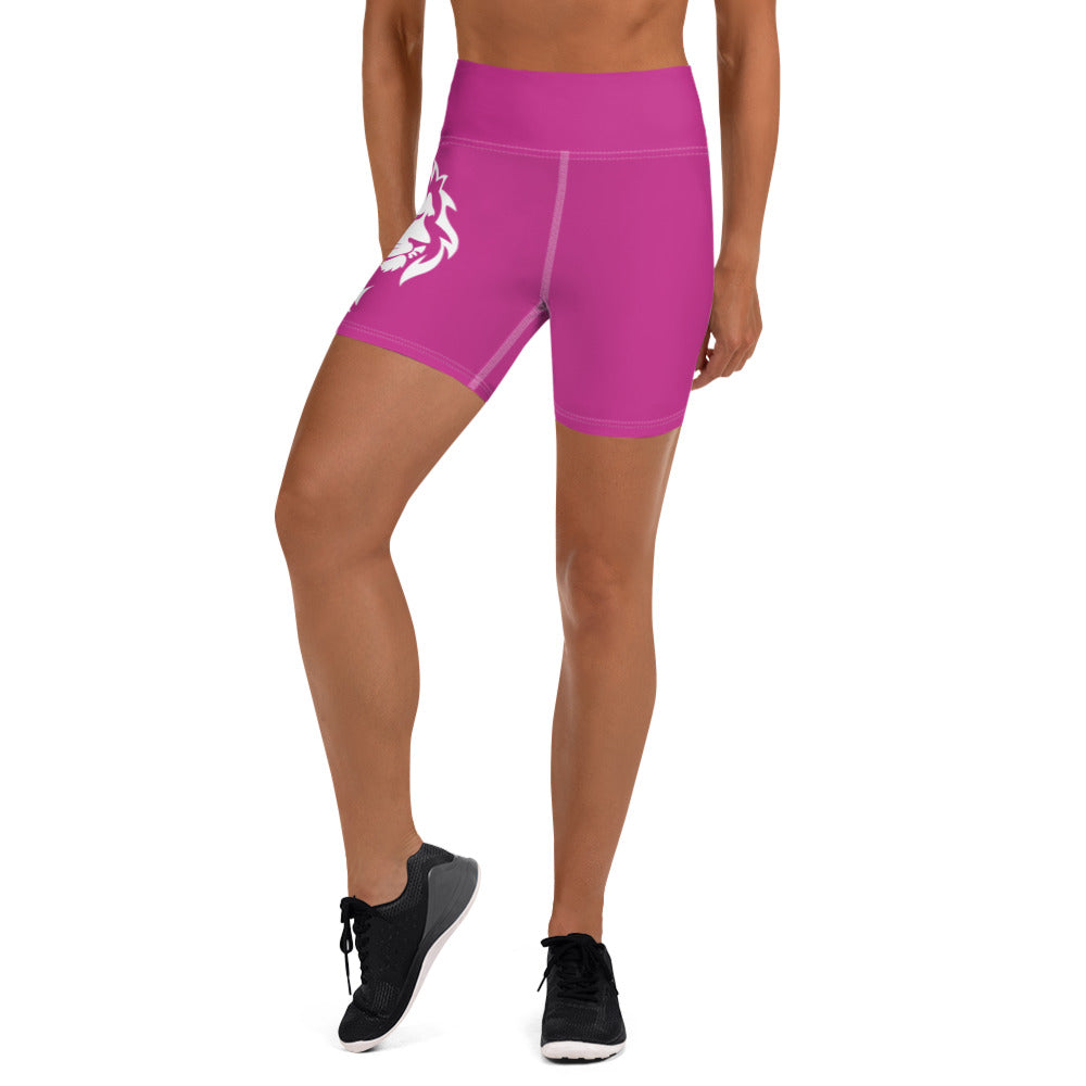 Women's Lion Yoga Shorts Pink/White