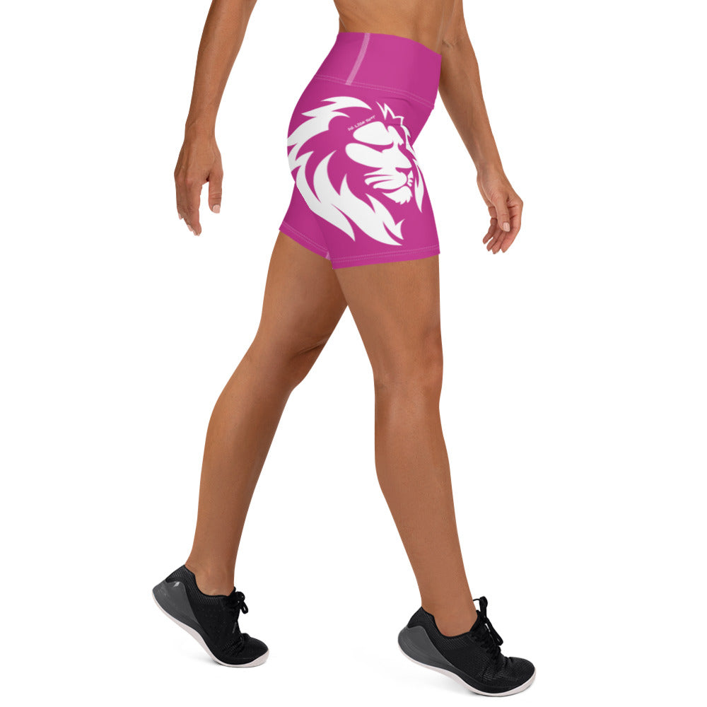 Women's Lion Yoga Shorts Pink/White