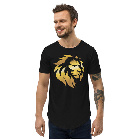 Men's Gold Lion Curved Hem T-Shirt