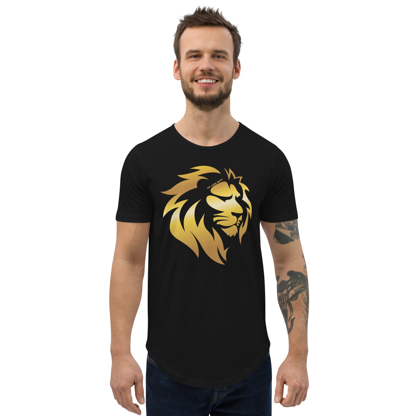 Men's Gold Lion Curved Hem T-Shirt