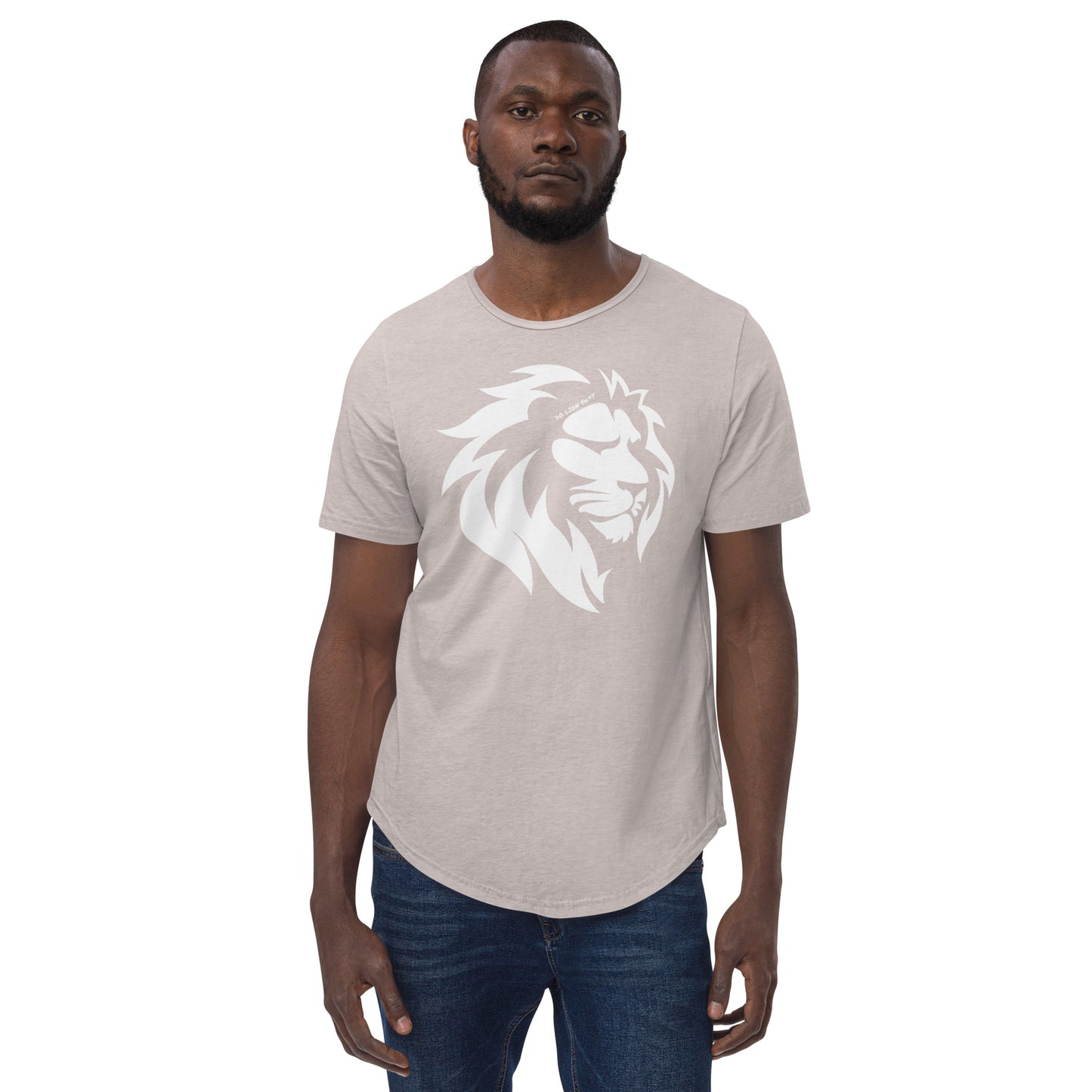 Men's White Lion Curved Hem T-Shirt