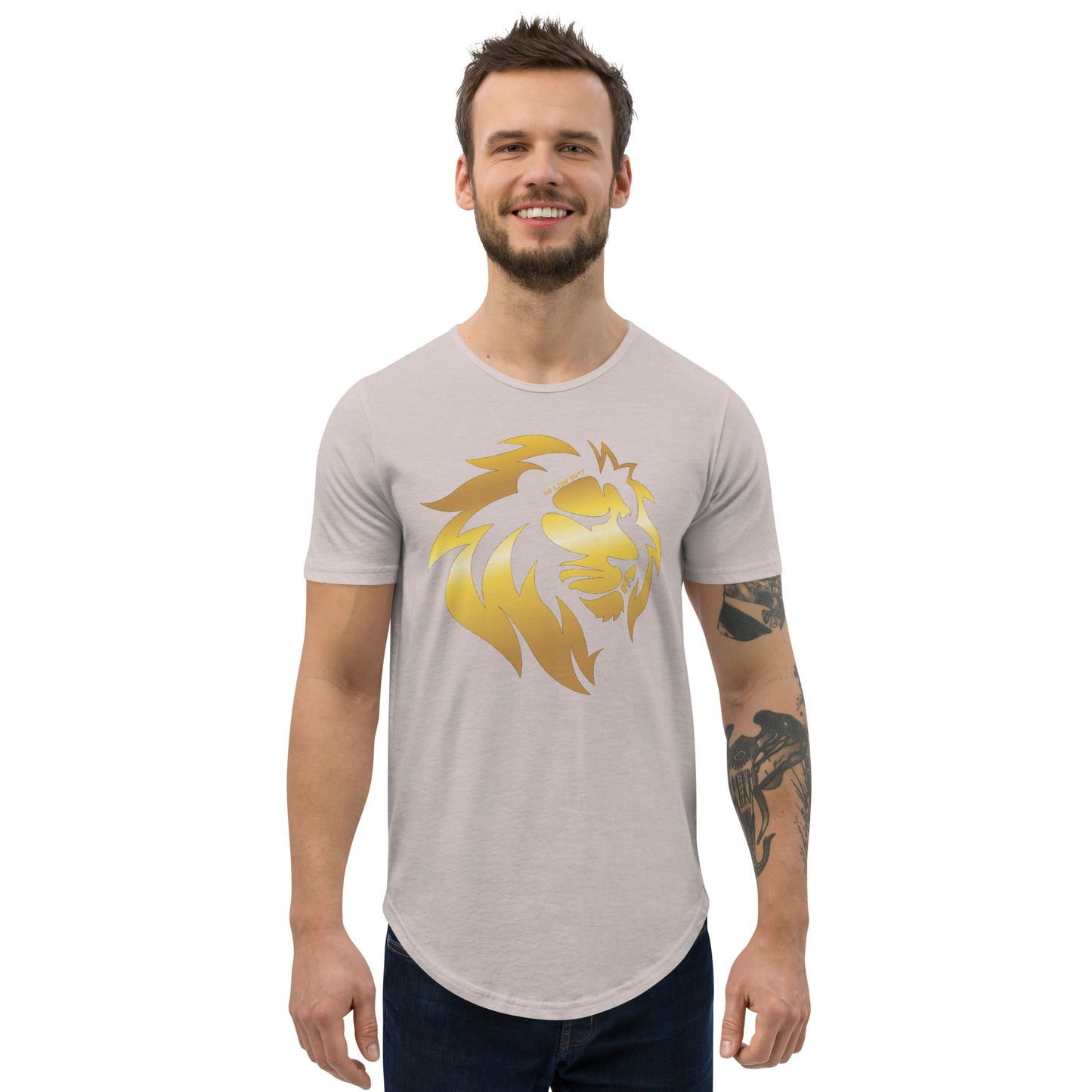 Men's Gold Lion Curved Hem T-Shirt