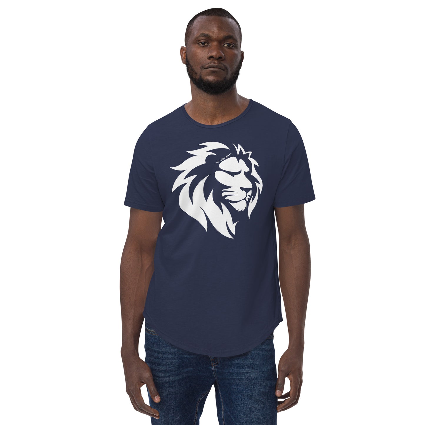 Men's White Lion Curved Hem T-Shirt