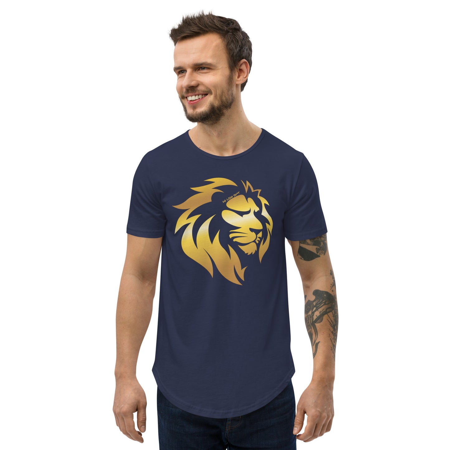 Men's Gold Lion Curved Hem T-Shirt