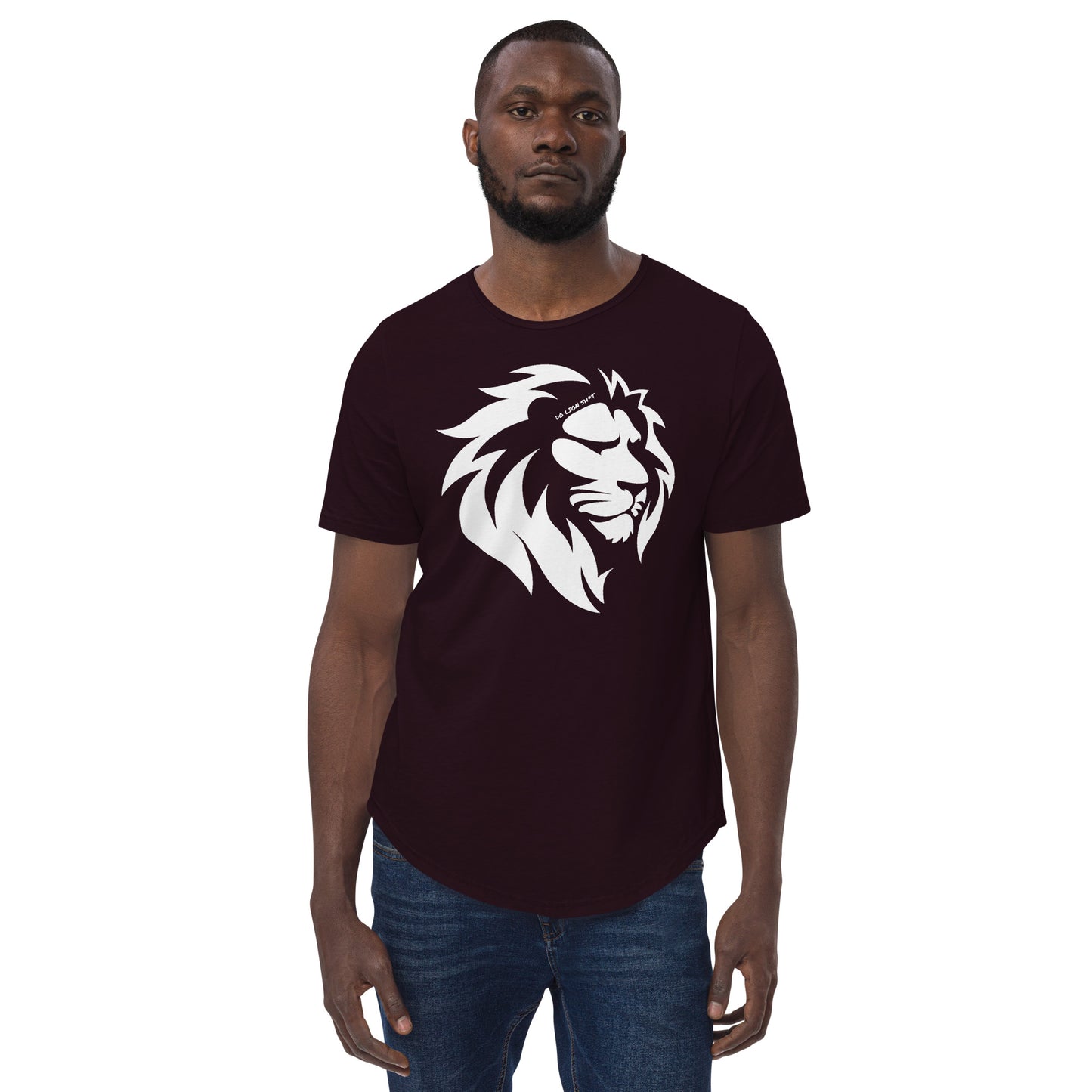 Men's White Lion Curved Hem T-Shirt