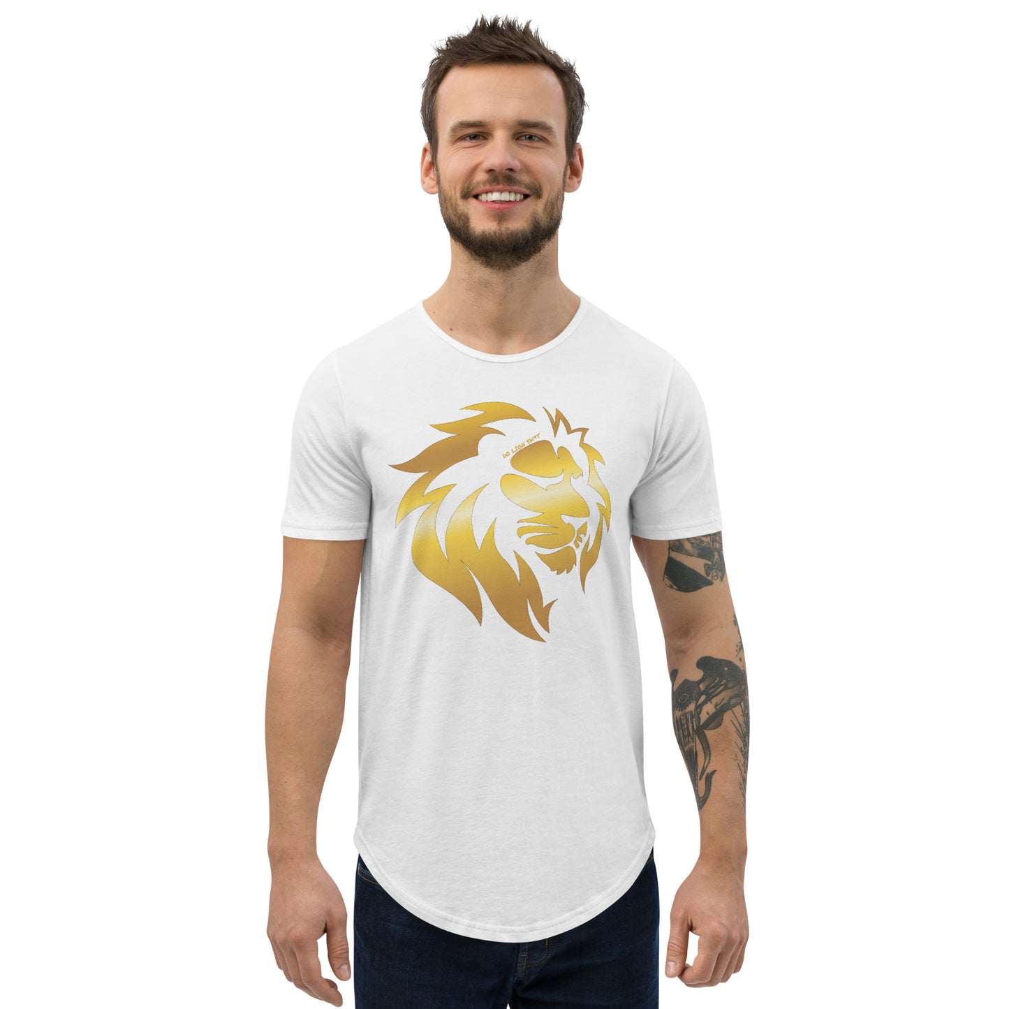 Men's Gold Lion Curved Hem T-Shirt