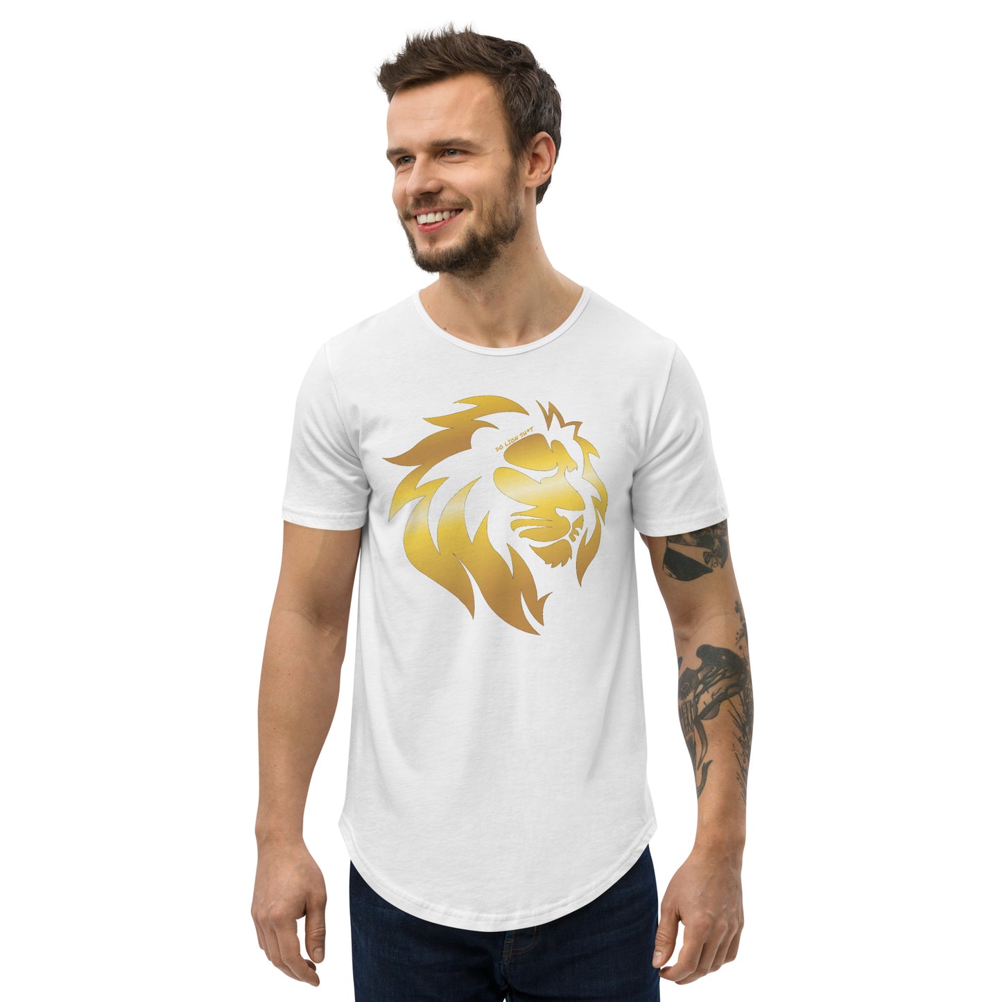 Men's Gold Lion Curved Hem T-Shirt