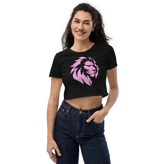 Pink Lion in Black or White Crop Top