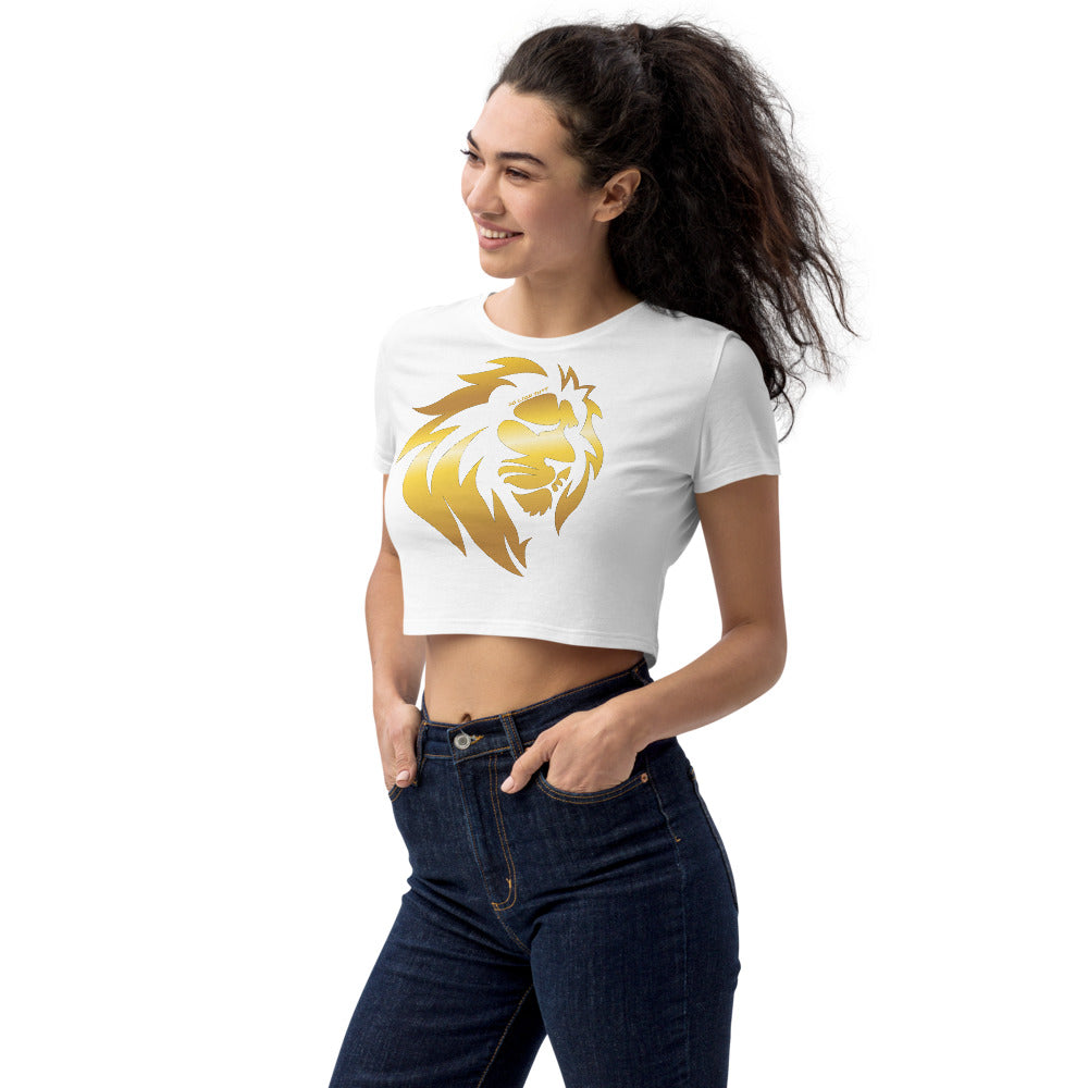 Gold Lion in Black or White Crop Top