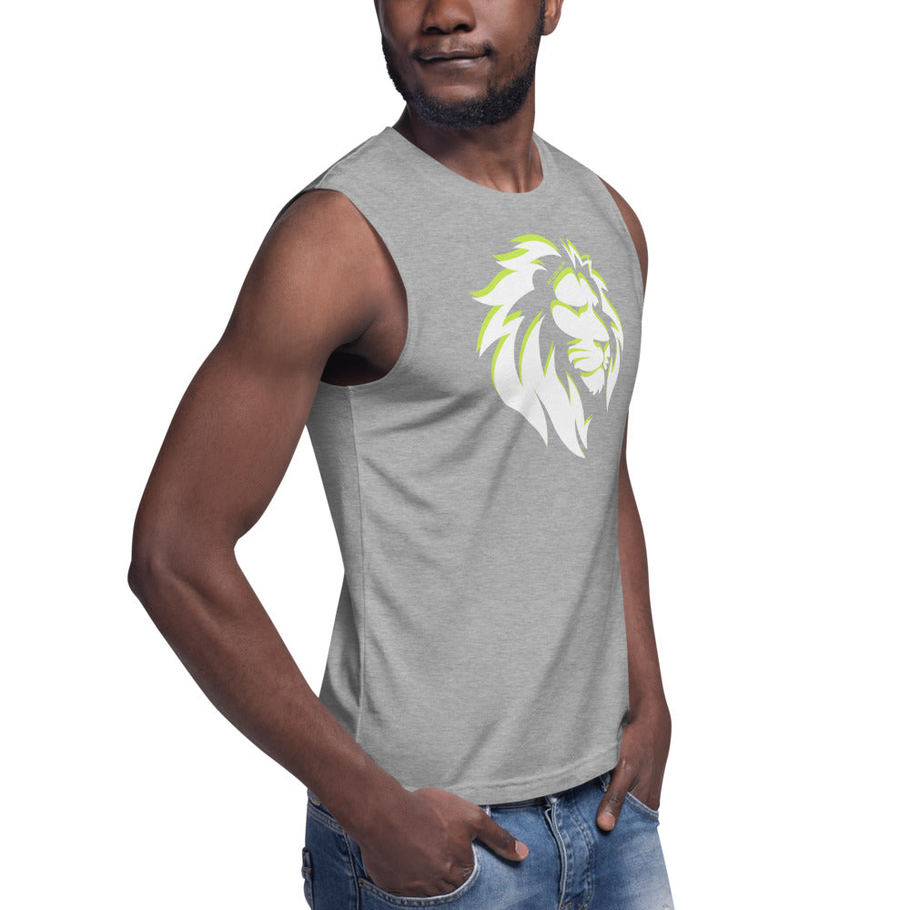 White/Lime Lion Muscle Shirt