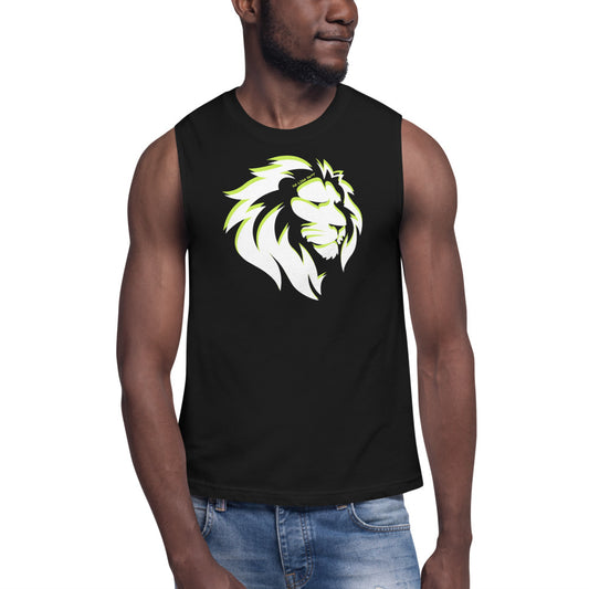 White/Lime Lion Muscle Shirt
