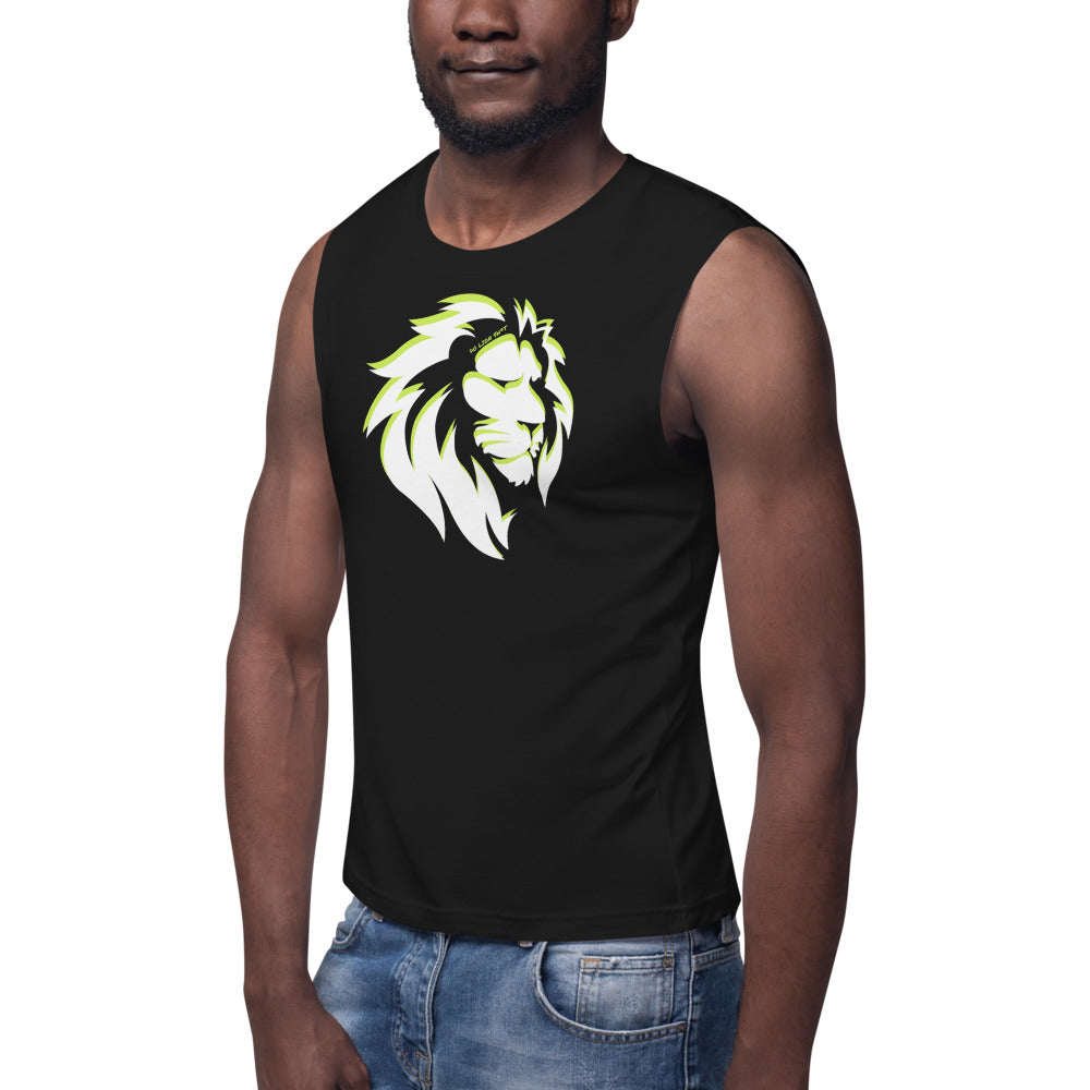 White/Lime Lion Muscle Shirt