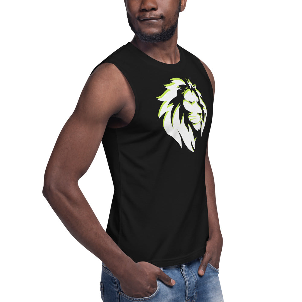 White/Lime Lion Muscle Shirt