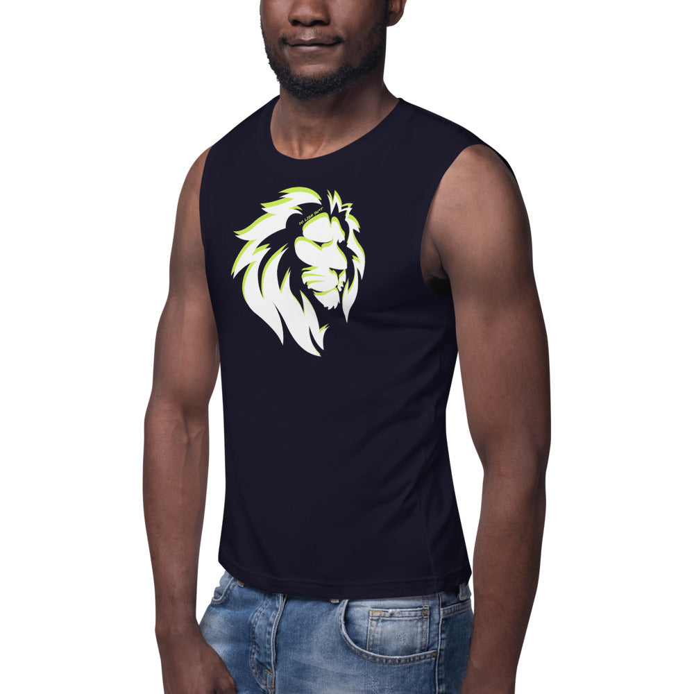 White/Lime Lion Muscle Shirt