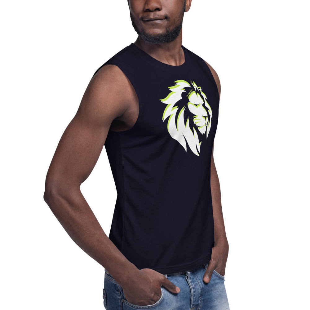 White/Lime Lion Muscle Shirt