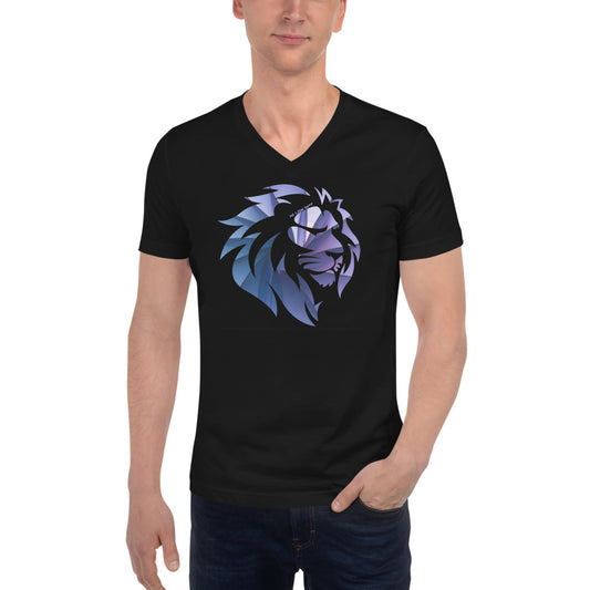 Purple Wave Lion V-Neck T-Shirt