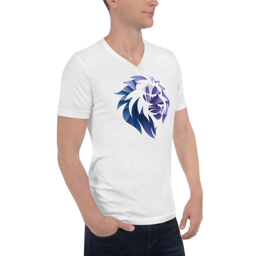 Purple Wave Lion V-Neck T-Shirt